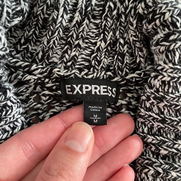 Express Cardigan Sweater Medium Black & White - Picture 4 of 4
